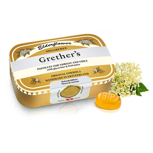 GRETHERS Elderflower zuckerfrei Pastillen